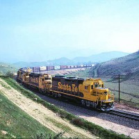 Santa Fe Blue and Yellow Approaching Tunnel #2