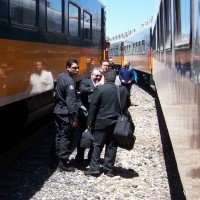 Crews exchange on the two Primera Express trains