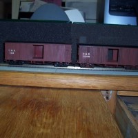 Shots of lowered, weathered, and backdated Bachmann C & S Boxcars