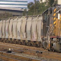 Pulling a load of covered hoppers and tankers