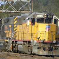 "Rio Grande" and UP doing switch duty in the yard.