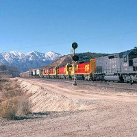 SP leads ATSF through Cajon Summit