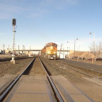 the 5-unit train as it continues to back into Shelby yard