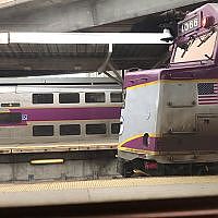 MBTA Commuter Rails Departing North Station, Boston, MA