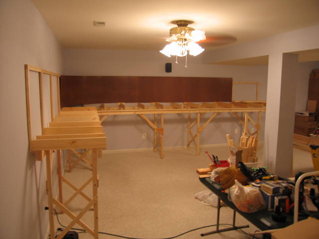 About 1/3 of the layout benchwork is done