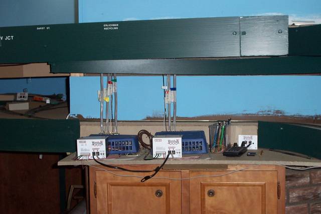 Work areas in the Train Room, Electronics desk